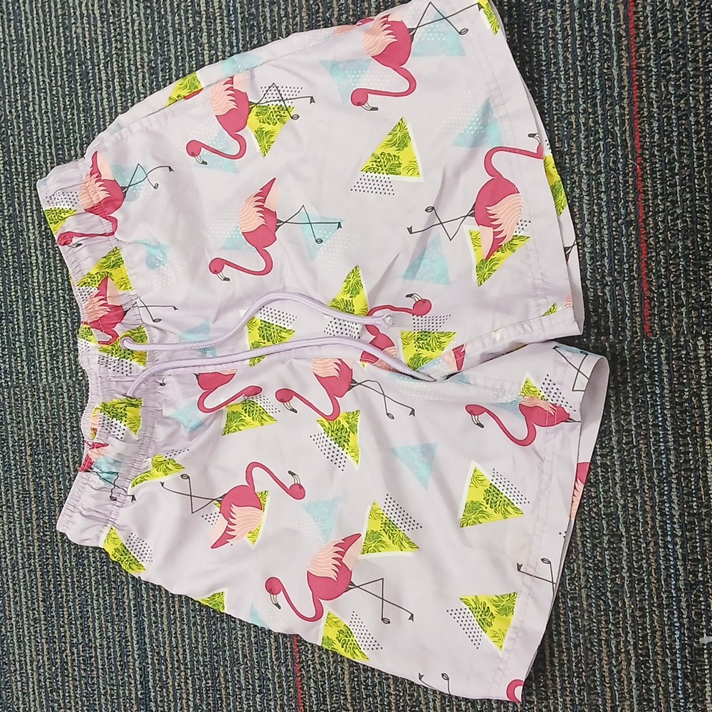 George Men’s SM(28-30) Pink Fun Flamingo Drawstring Lined Swim Trunks - Picture 2 of 7